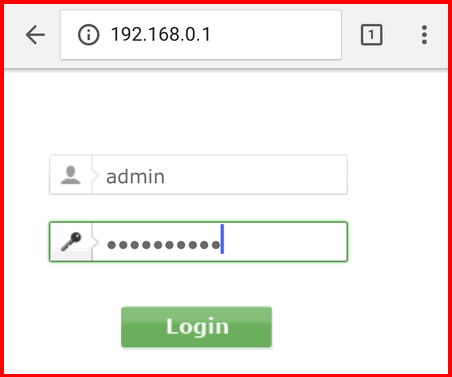 Imagem mostra um navegador aberto com o endereço http://192.168.0.1 sendo acessado
